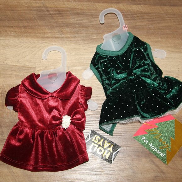 NWT! Lot of 2 Red & Green SIZE XS Velvet Holiday Dresses - Picture 1 of 7